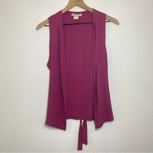 Jen Jen Vintage Women’s S Mauve Purple Open Front Sleeveless Vest Lightweight